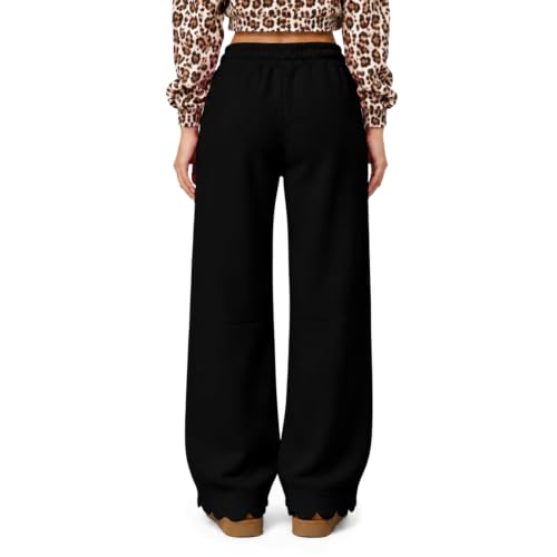 Gumipy Womens Wide Leg Sweatpants Scalloped Baggy Barrel Sweatpants Pants - image 8