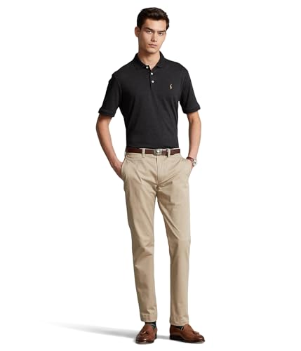 Image of POLO RALPH LAUREN, Mens, Classic Fit Soft Cotton Polo Shirt, Black, Large