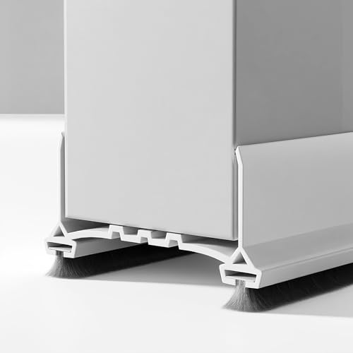 COEKI Türdichtung Dichtungsband für Türen Weiß, Türdichtung mit Doppelseitigen Bürste, Zugluftstopper für Türen Selbstklebend Türdichtung unten Zuschneidbare