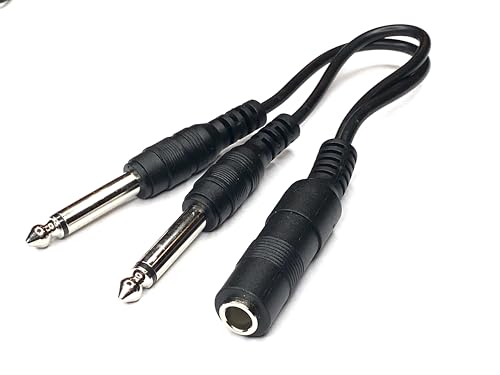 Cable divisor audio 1/4 pulg TS mono hembra a 2x1/4 pulg macho miniatura 4