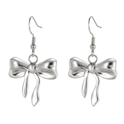 KKJOY Boucles d'oreilles Petits Nœuds en Acier Inoxydable Boucles d'oreilles Pendentifs en Ruban de Noeuds Papillons Bijoux de Promo Tendances pour Femmes...