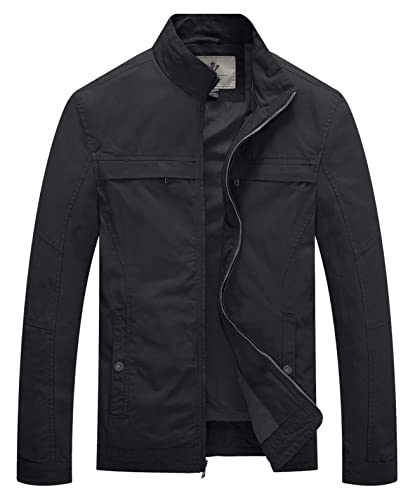 WenVen Men's Light Cotton Lined Fashion Military Style Trucker