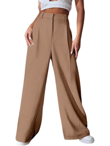 Image of GRECIILOOKS Women High Rise High Waist Trousers Flared Korean Style Formal Pants| Elegant Workwear for Office, College & Events (Available in Plus Size)