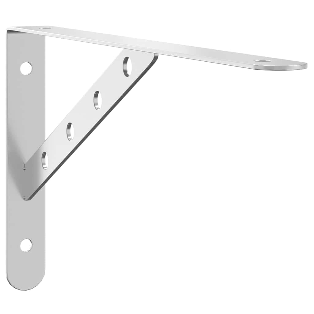 Juego de 4 soportes de estante de acero inoxidable cepillado de 30 x 15,5 cm, soporte para estante de bricolaje, carga de hasta 50 kg, con tornillos y tacos, color plateado