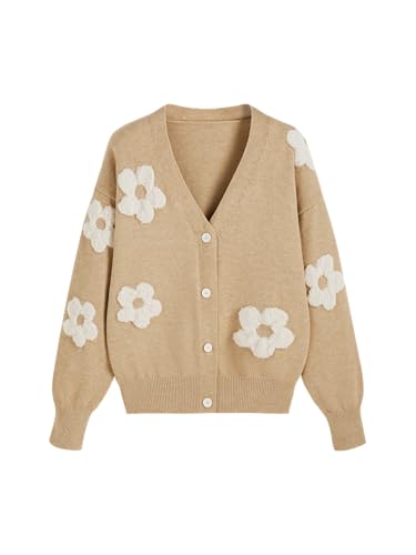 Image of CIDER Womens Cardigan V Neck Floral Cardigan for Women Knit Button Down 2024 Fall