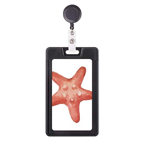 Porte-badge rétractable étoile de mer rouge, enrouleur carte d'identité océan et faune marine