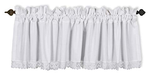 Ramanta Home Curtain Valance for Windows 100% Cotton Slub Farmhouse Design - 2 Pack 72 by 16 Inch White