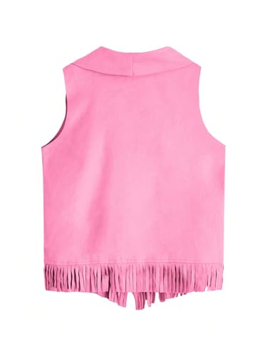 Image of Verdusa Girl's Faux Suede Tassel Vest 70s Hippie Cardigan Cowgirl Fringe Jacket