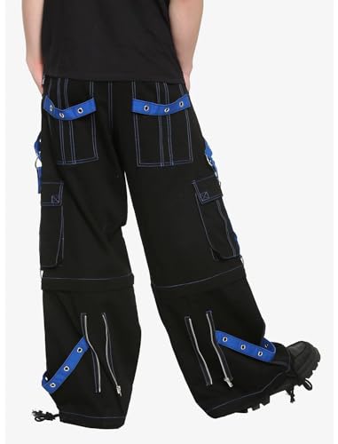 BONDAGE GOTHIC MENS CYBER RAVE TECHNO BLACK& BLUE CHAIN ZIP -OFF PANTS/USA (Small Black)2