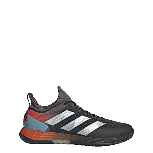 adidas Men's Adizero Ubersonic 4 Tennis Shoe, Grey/Silver Metallic/Better Scarlet, 9.52