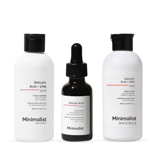 Image of Minimalist Salicylic Acid Complete Acne Care Kit | Face Cleanser + 2% BHA Serum + Salicylic Acid Body Wash | Acne Treatment for Oily Skin, Blackheads & Body