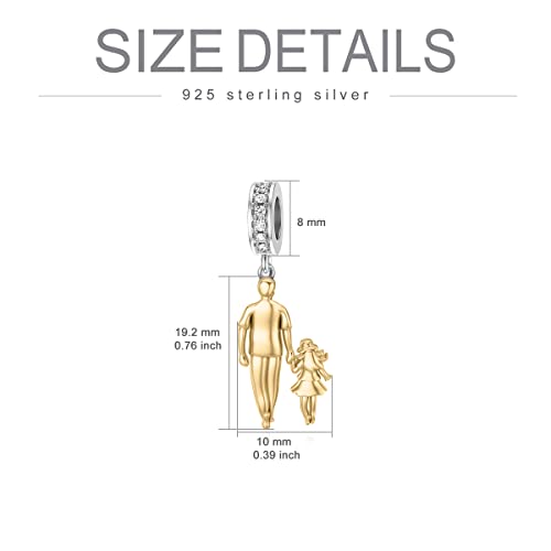 Image of PROESS Father Mother Daughter Charm fit Charms Bracelet Sterling Silver Charms for Bracelets Birthday Valentines Day Gifts for Daughter Mother Lover