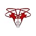 Fashion Women Sexy Underwear Cutout Pendant Pearl Beads Embellished Lace Floral G-String Thong Underpants Lingerie Light Red-XL