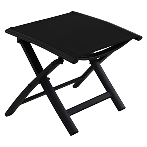 Grand patio Repose Pied Pliable, Textilène et Aluminium, Poids Léger, Pouf d'extérieur pour Jardin, Balcon, Piscine (Noir) Cover
