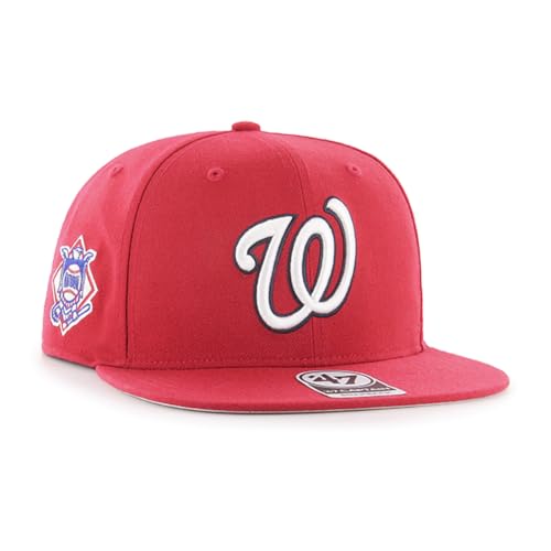 '47 MLB Sure Shot Captain Hat Adjustable Structured 6-Panel Snapback Hat Cap, Adult One Size Fits All (US, Alpha, One Size, Washington Nationals)