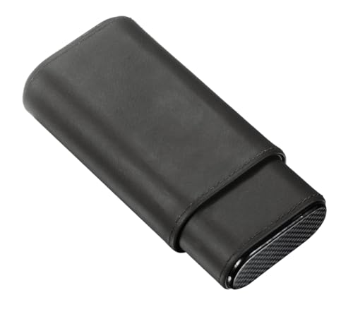 Visol Burgos Black Leather Cigar Case - Holds 3 Cigars