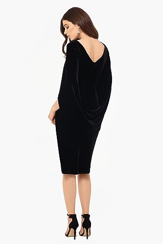 Image of Betsy & Adam Women's Velvet Midi Cowl Neck Drape Back Dress