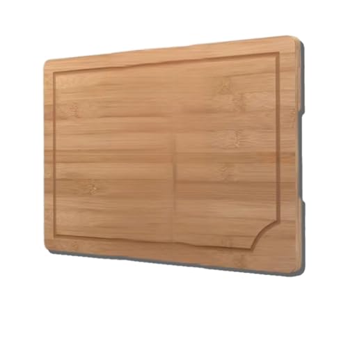 Tabla de cortar de madera de alta calidad, tabla de cortar de acacia multiusos, bloque de carnicero con ranura para jugo para tallar carne, verduras, tablas de queso y pan, grande, 38 x 25 x 2 cm,
