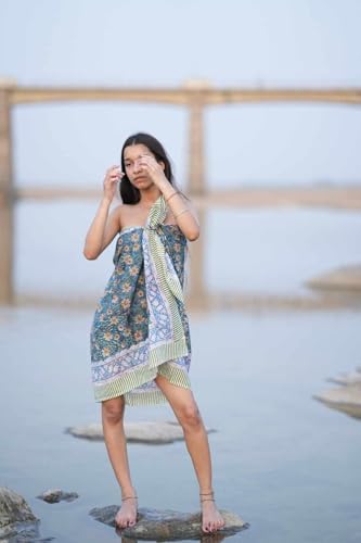Beach Wrap Pareo, Hand Block Printed Cotton Sarong, Long Scarf, Large Sarong, Cover Up, Soft Fabric Scarf, Fashion Shawl Beach Sarong3