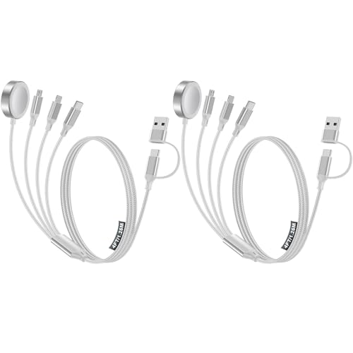 Image of Travel Essentials,2 Pack Multi Charging Cable for Apple Watch Charger /iPhone /Samsung Charger,Type C /Lightning /iWatch /Micro Charging Cable for iWatch Ultra /10-2 /iPhone /Galaxy /Airpods[1.8M]