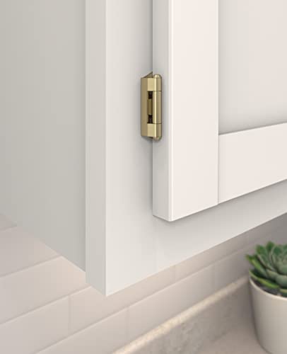 Image of Amerock 1 Pair 1 /4 inch Overlay Golden Champagne Partial Wrap Cabinet Hinge | Self-Closing Steel Cabinet Hinge for Kitchen and Bathroom Cabinet Doors with a 1 /4 inch (6 mm) Overlay, Partial Wrap