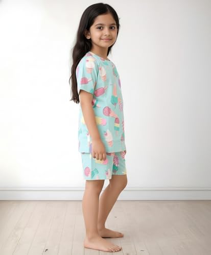 Image of ANTHRILO Sleepwear Shorts Set for Girls| Material: 100% Pure Cotton | Fabric: Skin-Friendly, ensuring a Soft Touch on Delicate Skin| Fit: Regular |Age Range: Suitable for Girls Aged 0-14 Years