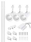 LEONLITE 18W Complete LED Track Lighting Kit, (3) H Type Spotlight & 8FT Track Rail & (1) Floating Canopy Connector & (1) I Connectors, CRI90+, 4000K Cool White, White