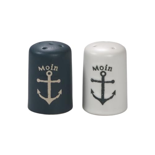 Seaside No.64 - maritimes Steingutgeschirr - Motive Anker, Steuerrad &...