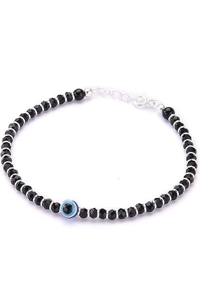 Ringzanio Evil Eye Nazariya With Black Crystals Bracelet Silver color Ring crystal Moti With Evil Eye Bracelet For Women and Girls (6.5 Inches length + Adjustable) | Nazarya For for Girls & Women (B0CDDN6FSX) Amazon Price History, Amazon Price Tracker