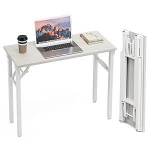 TEMI Small Computer Desk Folding Table – 35.8″ Foldable Office Desk, No Assembly, Perfect for Small Spaces in Bedroom, Dorm, or Apartment, Portable Mini Desk or Study Table Compact Design, White Ash