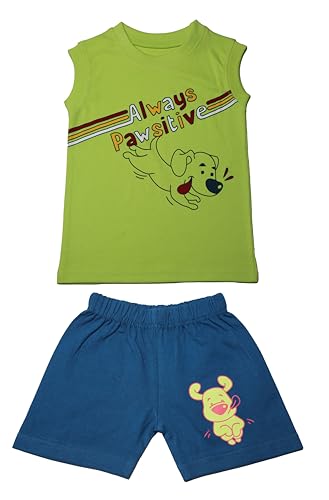 Image of Kids Boys & Girls Tshirt & Shorts | Sleeveless Tshirt Summer Combo Pack, kids Dress, Pack of 5 combo | Unisex Clothing Set for Baby