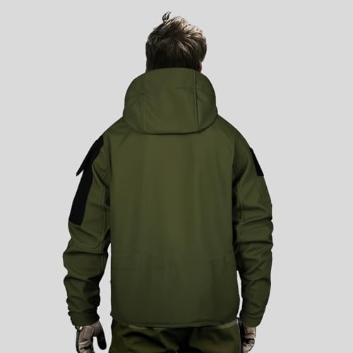 Image of Men's Outdoor Tactical Jacket Softshell Waterproof Lightweight Windbreaker Multi Pockets Hunting Hiking Jackets Green XXXL