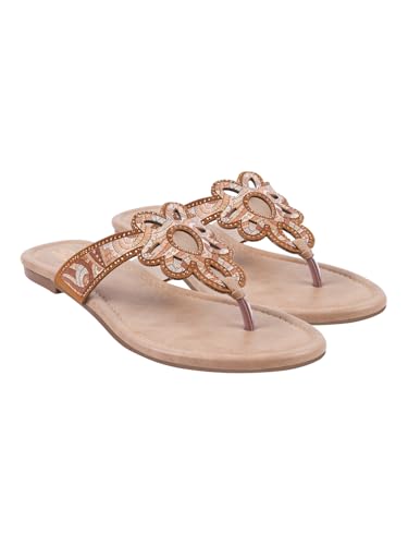 NZS Women’s Flat Slide Brown Sandals Open Toe Slip-On Flat with Cutout Strap Design & Comfortable Summer Slides for Casual Everyday Footwear-EU40