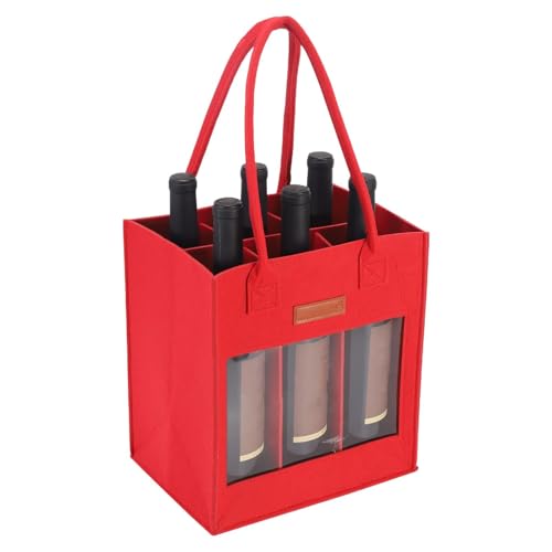 Borsa da vino in feltro con manico borsa per il trasporto del vino tote per il di bottiglie in per il di 6 di vino Se référer au descriptif rosso
