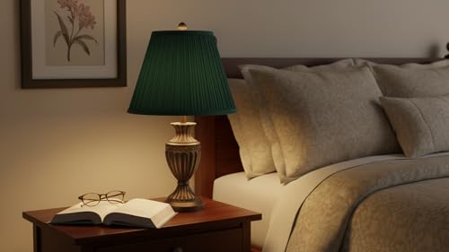 Image of Aspen Creative 33053, Hardback Empire Transitional Spider Lamp Shade, Mushroom Pleated Dark Green, 7 inch Top x 13 inch Bottom x 10 inch Slant