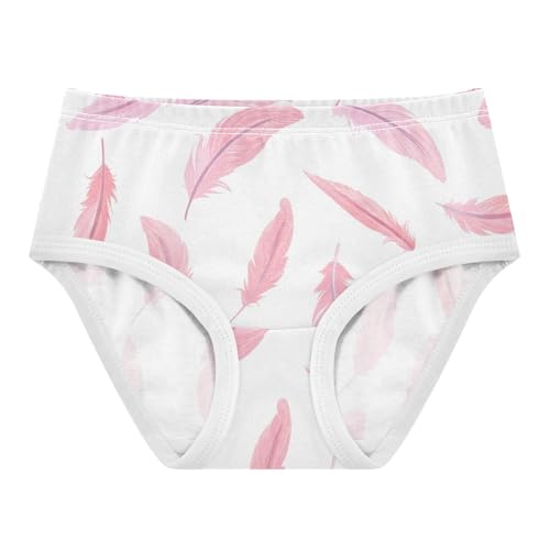 Light Pink Feathers White Toddler Underwear Custom 2t Cotton Panties Little Girl Stylish Briefs Girls Undies