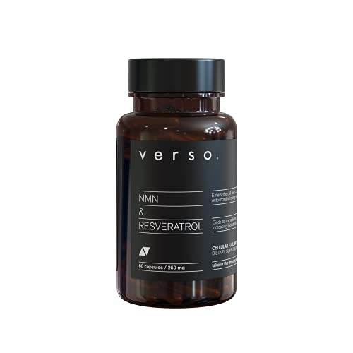 VERSO NAD Supplement - 60 Vegan NMN Nicotinamide Mononucleotide Capsules - Contain Sirtuin Activating Pure NMN & Resveratrol - NMN Supplement 250mg for Healthy Aging, Disease Prevention (1 Bottle)