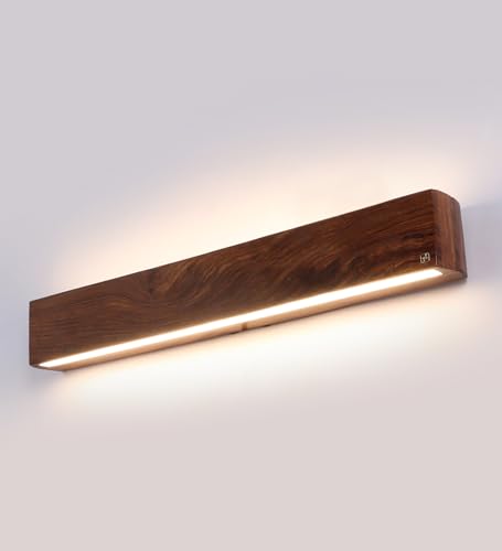 Image of Green House Handmade Luxurious Handmade Sheesham Wood Up-Down 2 Way Wall Light Lamp | 2 feet Wide | 20W Warm White LED | Living Room | Bedroom | Hall | Dining Room | 1-Year Replacement Warranty