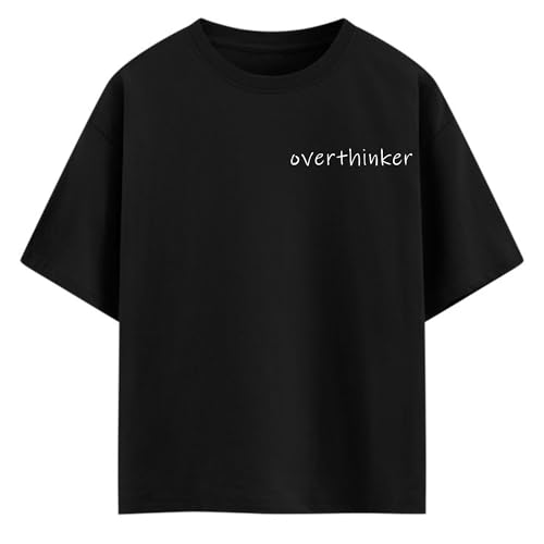 Blind Vision Abstract Graphic T-Shirt, Overthinker Print, Black Cotton Half Sleeve Round Neck Tee for Men and Women