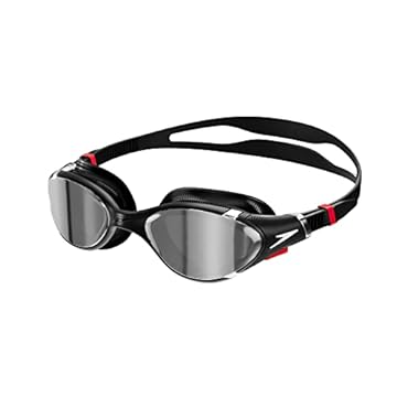Speedo Unisex Biofuse 2.0 Swimming Goggles | Patented Easy Adjustment | Anti-Fog | Anti-Leak | Enhanced Fit | Improved Comfort, Black/Chrome, One Size