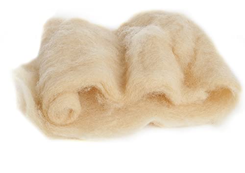 Image of Desert Breeze Distributing Maori Wool Carded Batting, 100% Natural New Zealand Wool Made by DHG in Italy for Needle Felting, 3.5 OZ, 27 Micron, Color Apricot Orange