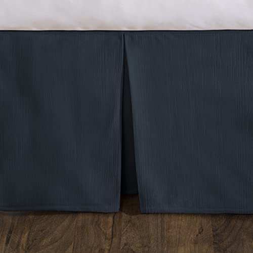 Tailored Velvet Bed Skirt With Split Corner 18 Inch Drop-Twin Xl , Navy Modern Dust Ruffle, High-End #TOP2