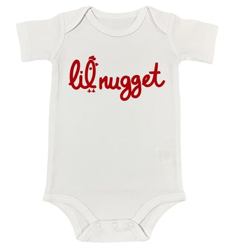 Image of Lil Nugget Bodysuit Vintage Hippie New Pregnancy Announcement Baby Shower Gift Funny Food Infant Reveal Shirt (0-6 Months, Cute-Short Sleeve Romper)