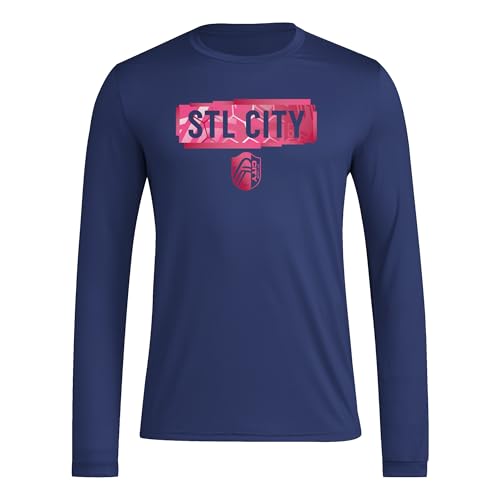 adidas Mens St. Louis City SC Local Pop Long Sleeve Pre-game T-shirt Team Navy Blue Medium