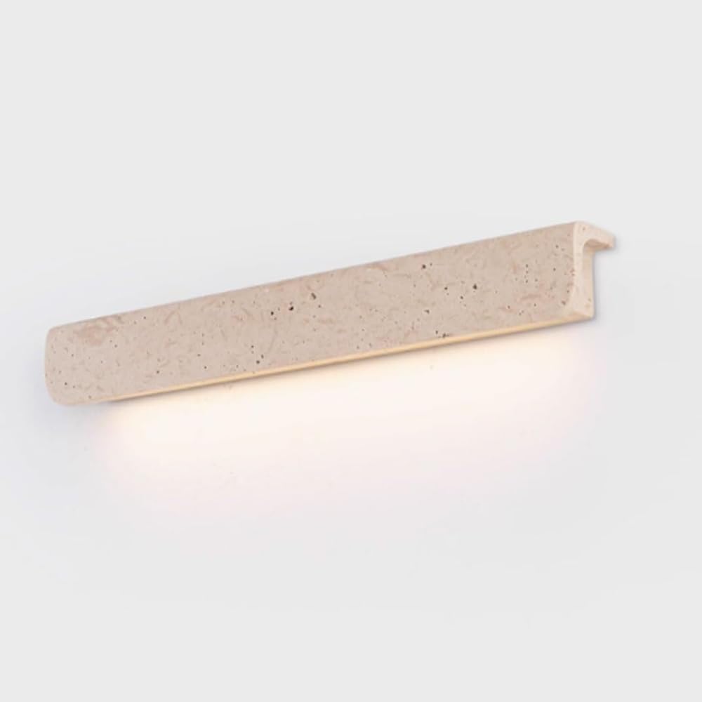 GUOGUOSM Natural Yellow Travertine Waterproof Wall Light, Modern Minimalist Style LED Wall Sconce, Hard Wire Connection Wall Lamp, Garden Corridor Bedroom Decorative Lighting Fixtures