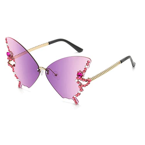 willochra Diamond Butterfly Sunglasses Women Rimless Oversized Rhinestone bling Sun Glasses Ladies Y2K Eyewear2