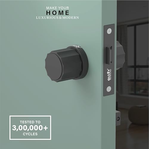 Image of Gloxy Mortise Tower Bolt for Bathroom Mortise Keyless Handle Set Store Room Mortise Keyless Handle Set with Brass Baby Latch for Office,Home |Black Finish (2 Years Warranty, Pack of 1)