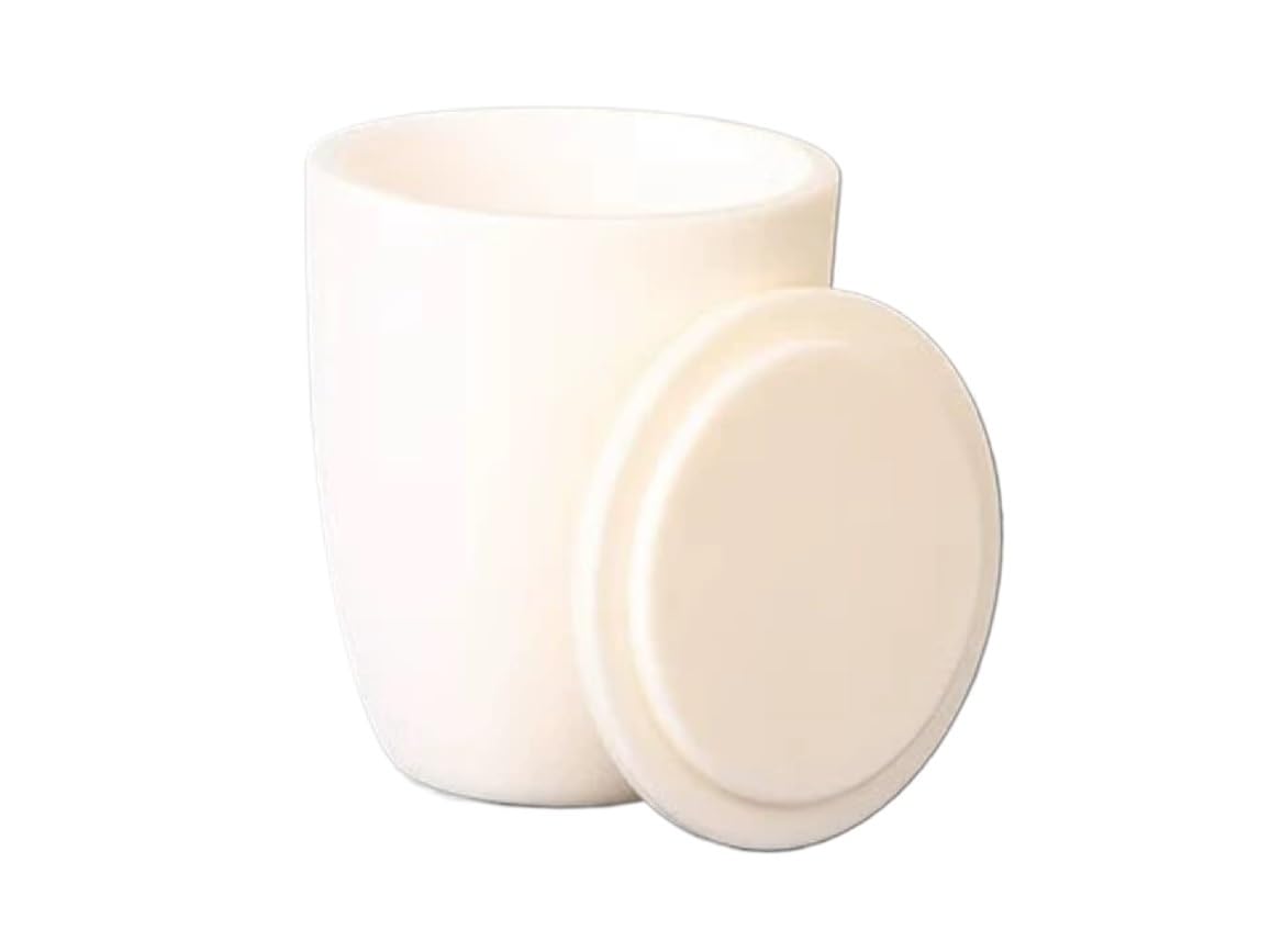 1 Pezzo Lab 5/10/20/25/30/50/100/150/200ml/300ml Crogiolo in corindone 99% allumina Crogiolo in Cenere con Coperchio for la Ricerca scientifica(25ml)