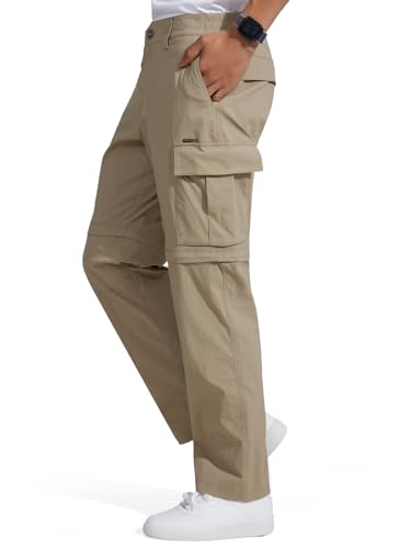FREE SOLDIER Mens Hiking Pants Convertible Waterproof Lightweight Quick Dry Zip Off Cargo Pants