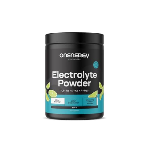 OnEnergy Elektrolyte in Pulverform - Limette - 500 g - 142 Portionen - Mischung aus 6 Mineralien - Hydration - Unterstützung für Muskeln und Nerven - Mit Messlöffel - Für fast 5 Monate